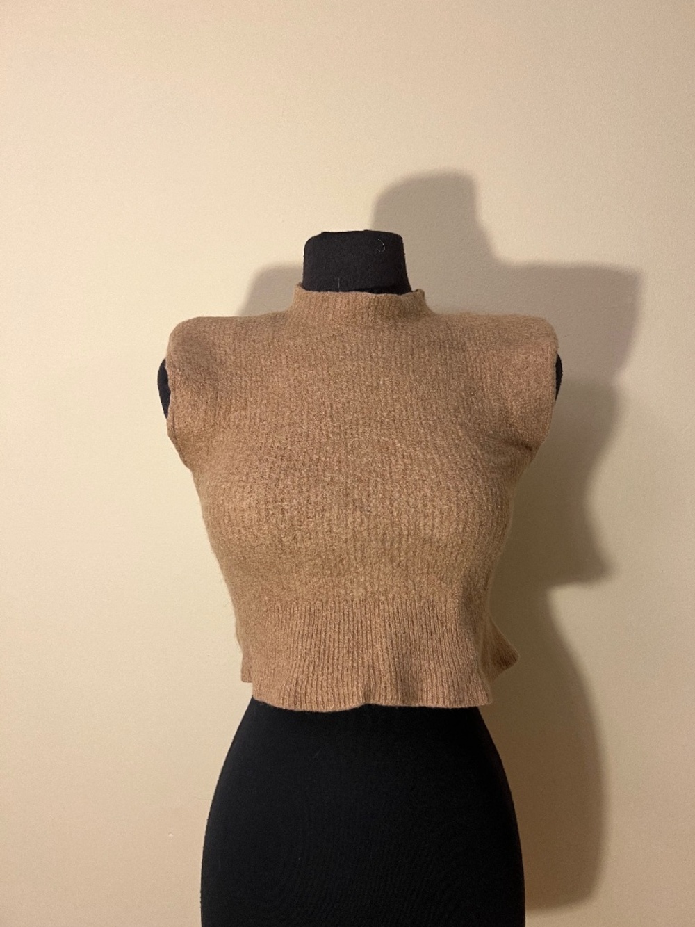 Babaton Tan Padded Shoulder Tank Top